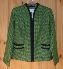 Sag Harbor Green Black Houndstooth Zip-up Blazer, Women's Sz. 10