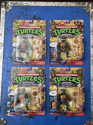 2022 Playmates TMNT Storage Shell Figure Set Leo Mickey Don & Raph NEW All 4
