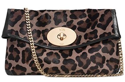 NWT Coach Turnlock Clutch in Printed Haircalf Leopard F33607