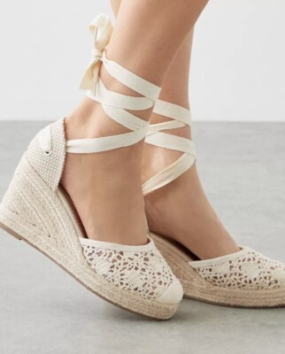 Brand New Dorothy Perkins Ruth Crochet Wedge Sandals Size