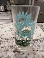 Vintage Boscul Peanut Butter Flower 5" Glass Aqua Blue Beauty Water Lily HTF