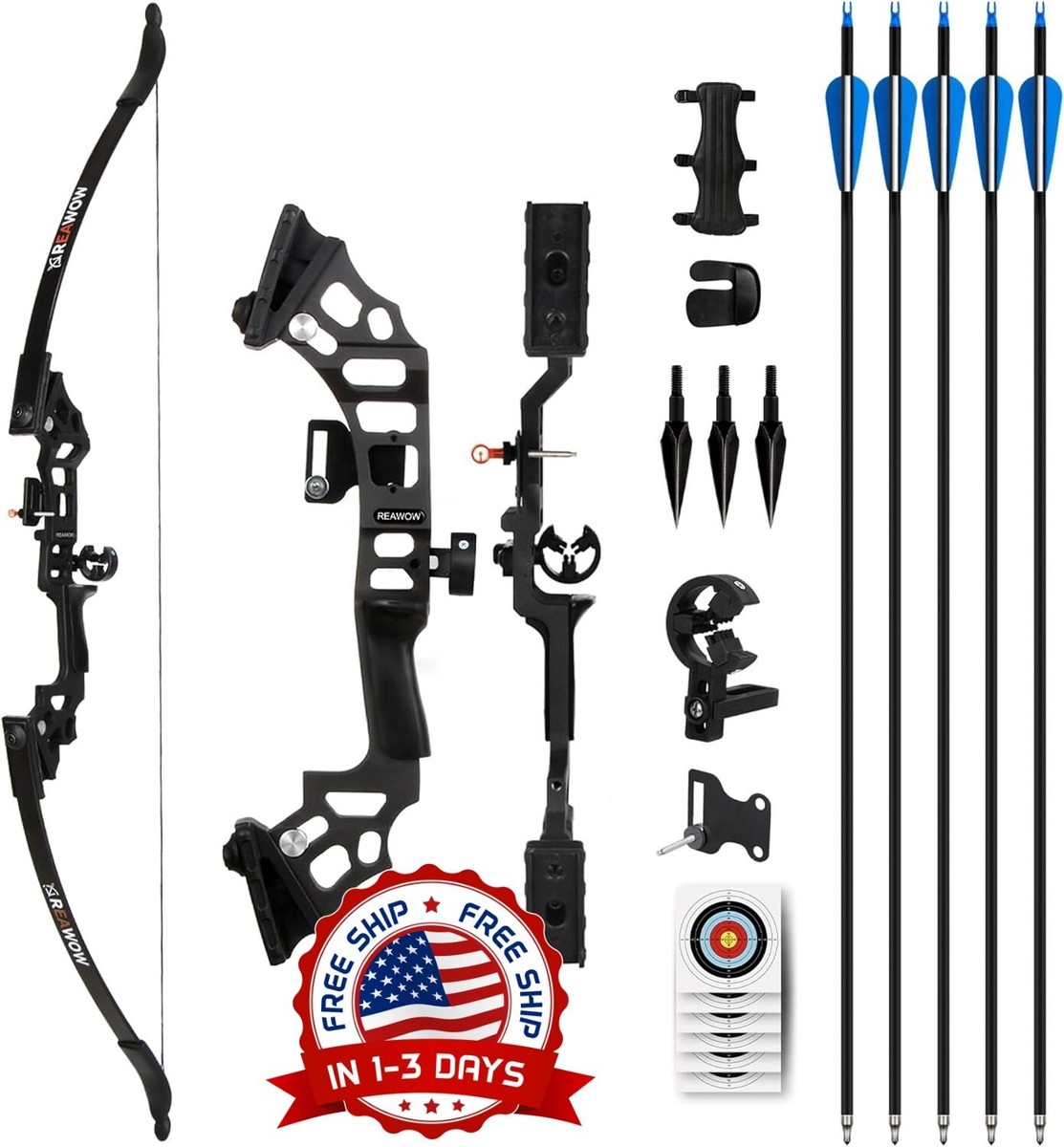 Arco Profesional Recurvo 30-40 lbs Poderoso Caza Tiro al Blanco Efectivo  NUEVO