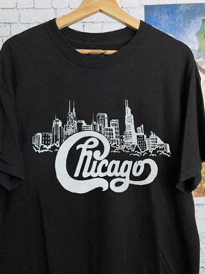 Vintage 80s Chicago Band Gift For Fan Black  All Size T-Shirt AC1141