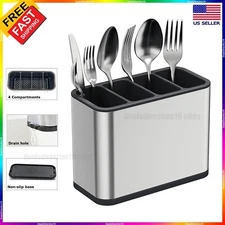 Stainless Steel Utensil Holder for Kitchen Counter Top Organizer Caddy w Drain