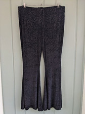 Killstar Shes Electric Flares Womens Plus 3XL Black Velvet Burnout Bell Bottoms