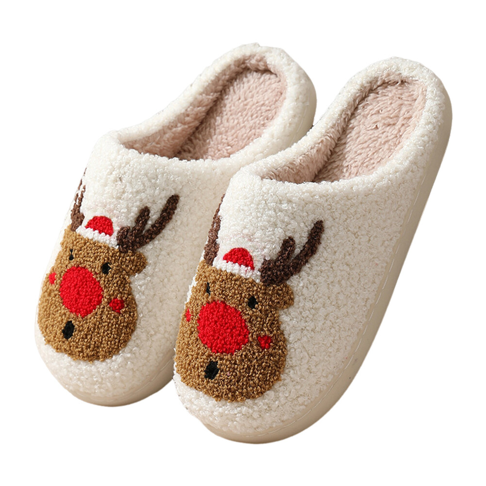APL Pantofole peluche alce natalizio soffici pantofole da casa comode per camera da letto interna
