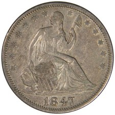 1847-O SEATED HALF DOLLAR ~ NICE ORIGINAL AU ABOUT UNCIRCULATED! INV#2