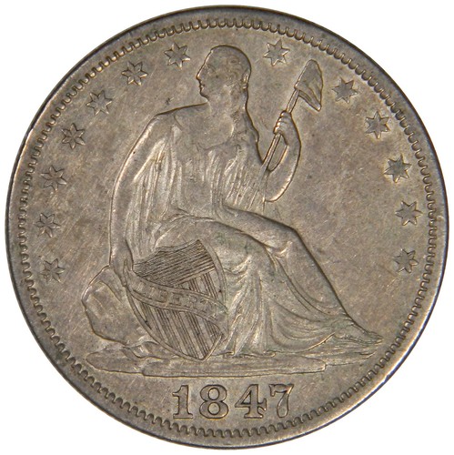 1847-O SEATED HALF DOLLAR ~ NICE ORIGINAL AU ABOUT UNCIRCULATED!  INV#2