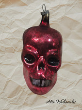 ❉Alte Weihnacht❉Christbaumschmuck TOTENSCHÄDEL ROT  Lauscha/Thüringen