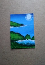 ACEO Original Acrylic Painting Landscape Miniature Art Card ATC Scenery 31