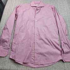 Eton Dress Shirt Mens 16 41 Pink Check Slim Fit Button Front Spread Collar