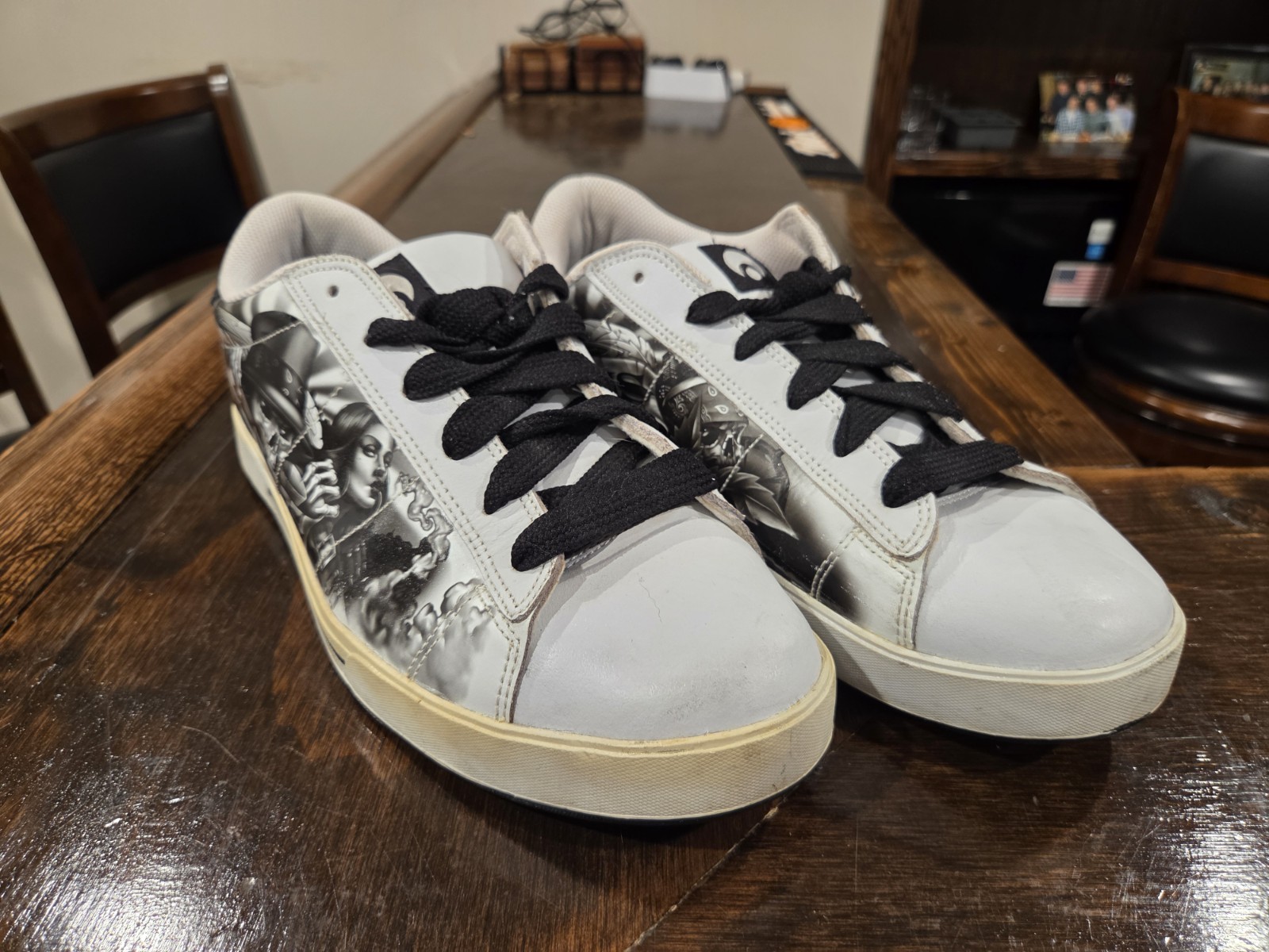 VTG Osiris Serve OG ABEL Chicano Low Rider Skull Hina White Skate Shoes US 12
