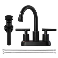4 In. Centerset Modern Double-Handle Bathroom Sink Faucet, Basin Faucet with Pop