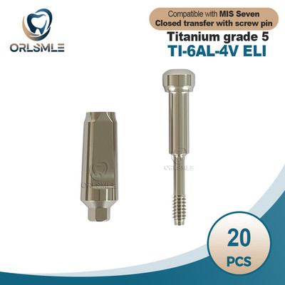20 pcs Titanium transfer abutment close Tray Transfer fit to MIS Seven