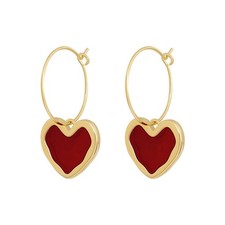 Red Heart Hoop Earrings for Women Personalized Small Red Enamel Love Heart Ear C