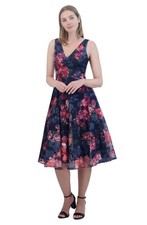 Eliza J / Women's Floral Print Sleeveless Fit & Flare Midi Dress Blue Size 10