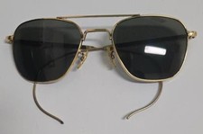 Vintage American Optical 5-1/2 AO Gold Military Pilot Aviator Sunglasses