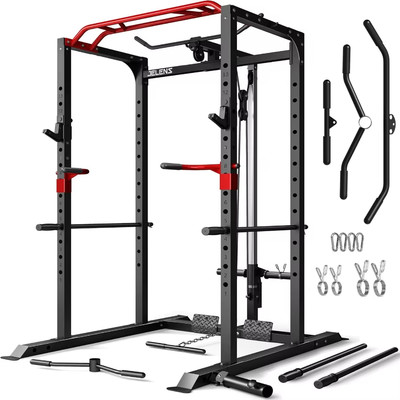 Power Cage, 2000LBS Multi-Function S11 Power Rack with LAT Pulldown, Squat Rack 