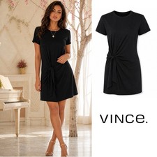 NEW Vince Black Short-Sleeve Knot-Tie Mini Dress Sz XS