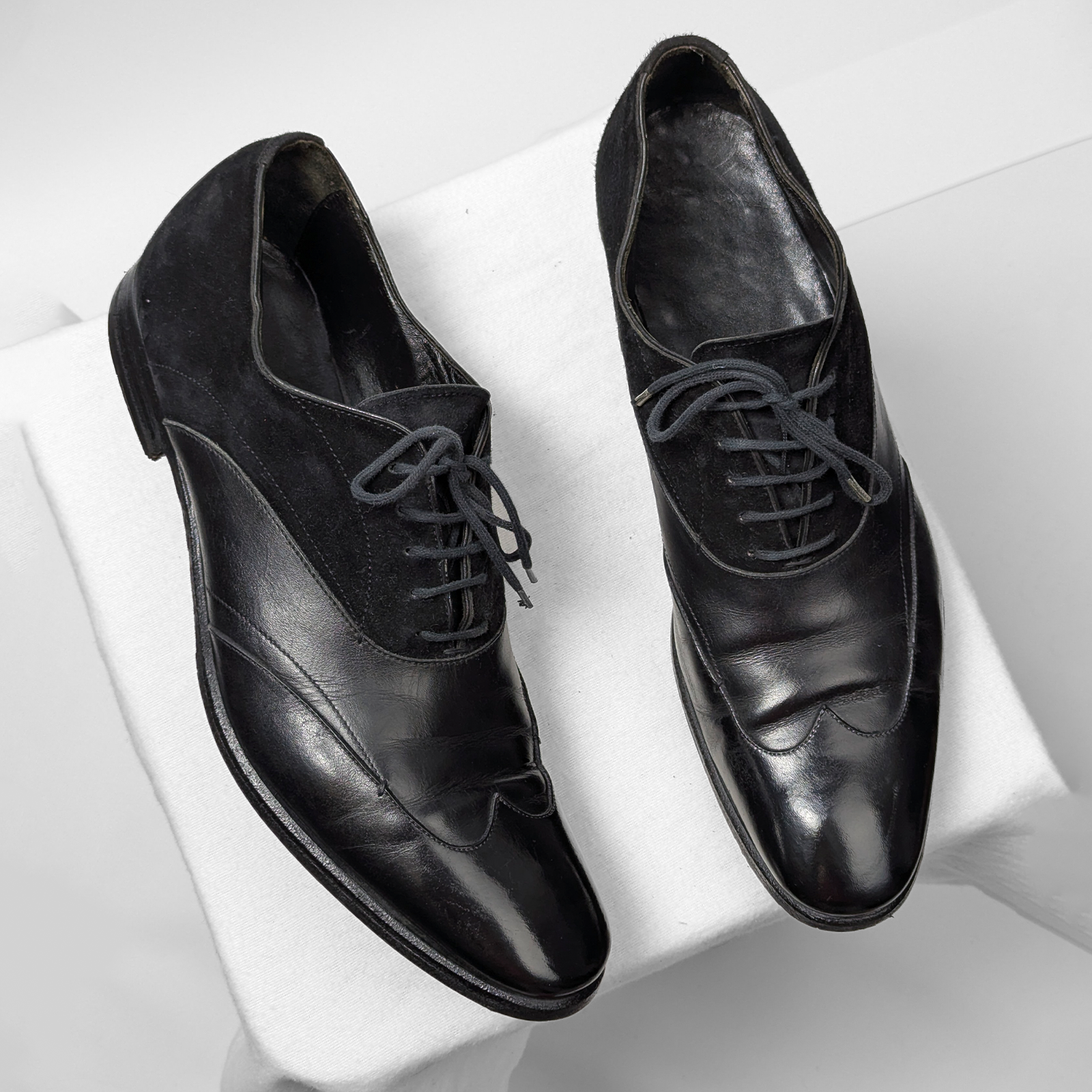 SAINT LAURENT Scarpe eleganti Oxford Yves Saint Lauren vintage nere in pelle camoscio EU41 5 US8 5