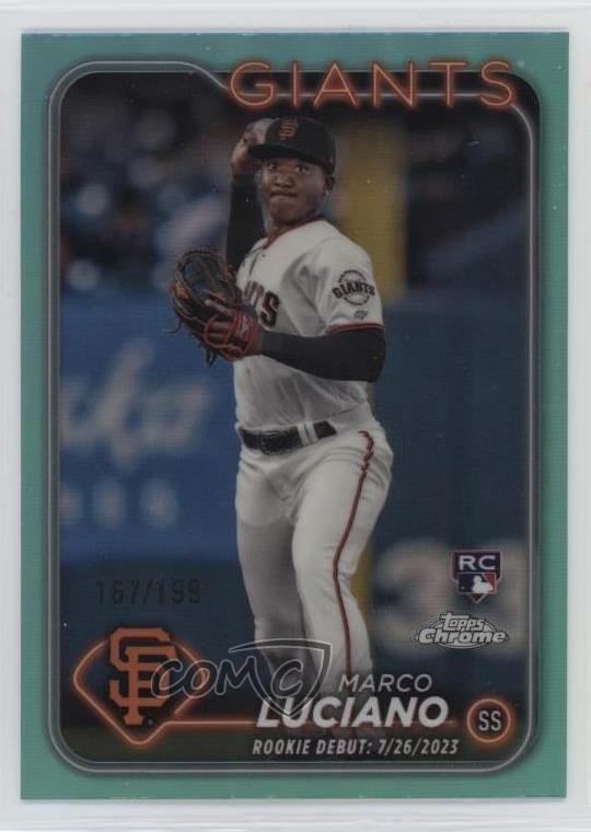 2024 Topps Chrome Update Rookie Debut Aqua Refractor 167/199 Marco Luciano 1kp3