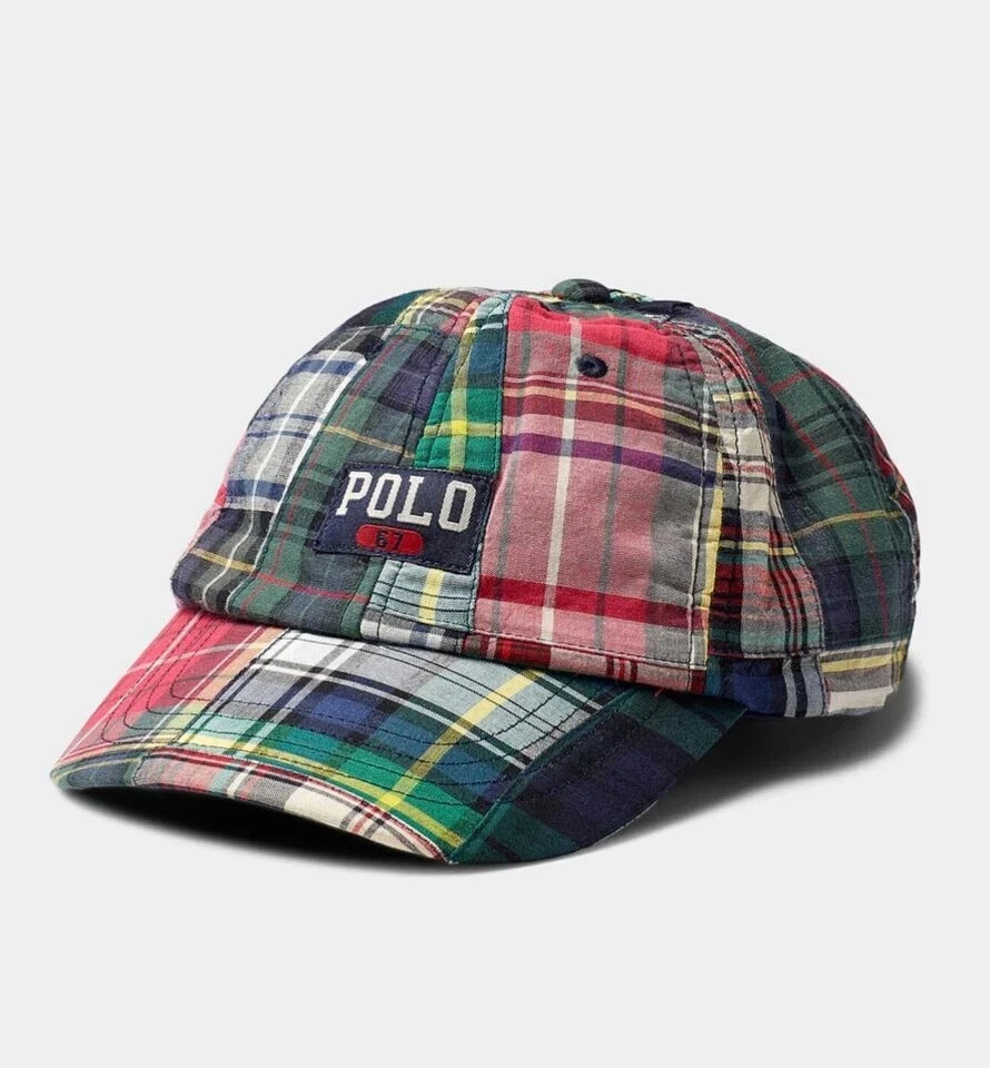 Polo Ralph Lauren Patchwork Madras Plaid Baseball Ball Cap Hat - One Size