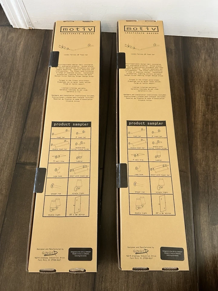 Two (2) Motiv London Terrace Series Satin Nickel 18” Towel Bar MSRP Over $100 ea Foto 4 de 4