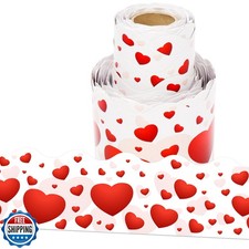 Wonmon 36 Ft Valentine  s Day Bulletin Board Border Roll, Valentine Heart Bull...