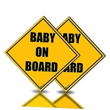 2 Pack of Baby on Board Reflective Bright Yellow Magnetic Signs for Sticker 1