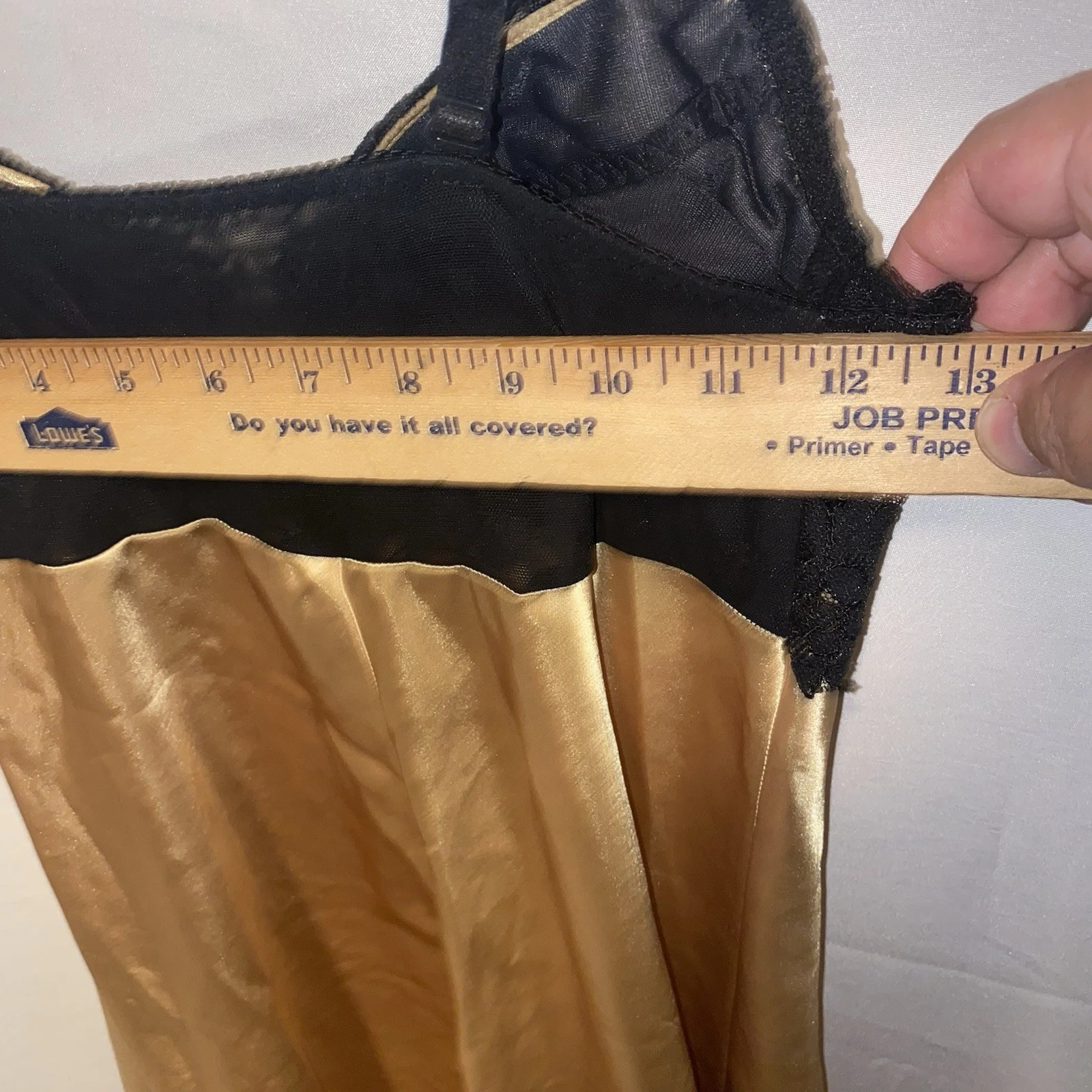 UNDERCOVER Vintage Y2K Victoria's Secret 100% seta oro babydoll abito slip pizzo etichetta oro S