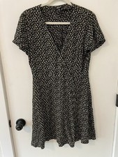Madewell Women Sz 6 Black Floral Fit And Flare Dress 0063