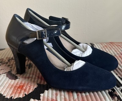 Giani Bernini Women's Navy Blue Velmah Suede Memory Foam Mary Jane Heels 9.5 New