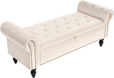 Ottoman Storage Bench Velvet End of Bed Storage Box with Lid 133x53x46cm