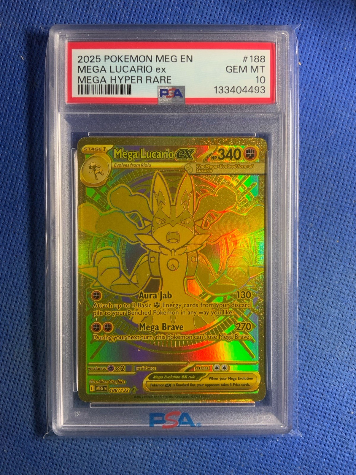 2025 POKEMON MEG EN-MEGA EVOLUTION MEGA HYPER RARE #188 MEGA LUCARIO EX PSA 10