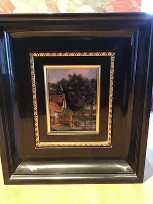 Petit Tableau Emaux de Limoges signé F.J Carmona émailleur d'art - Photo 1/2