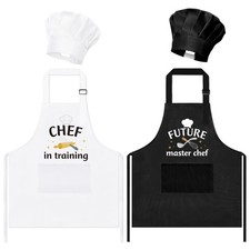 4Pcs Kids Apron and Chef Hat Set Gift for Boys Girls, Chef in Training Future...