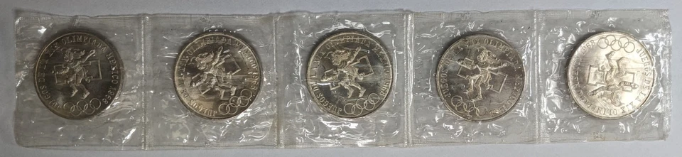 1968 Mexico 25 Peso 5 Coin Mint Set Mexico City Olympics - Image 2 of 4