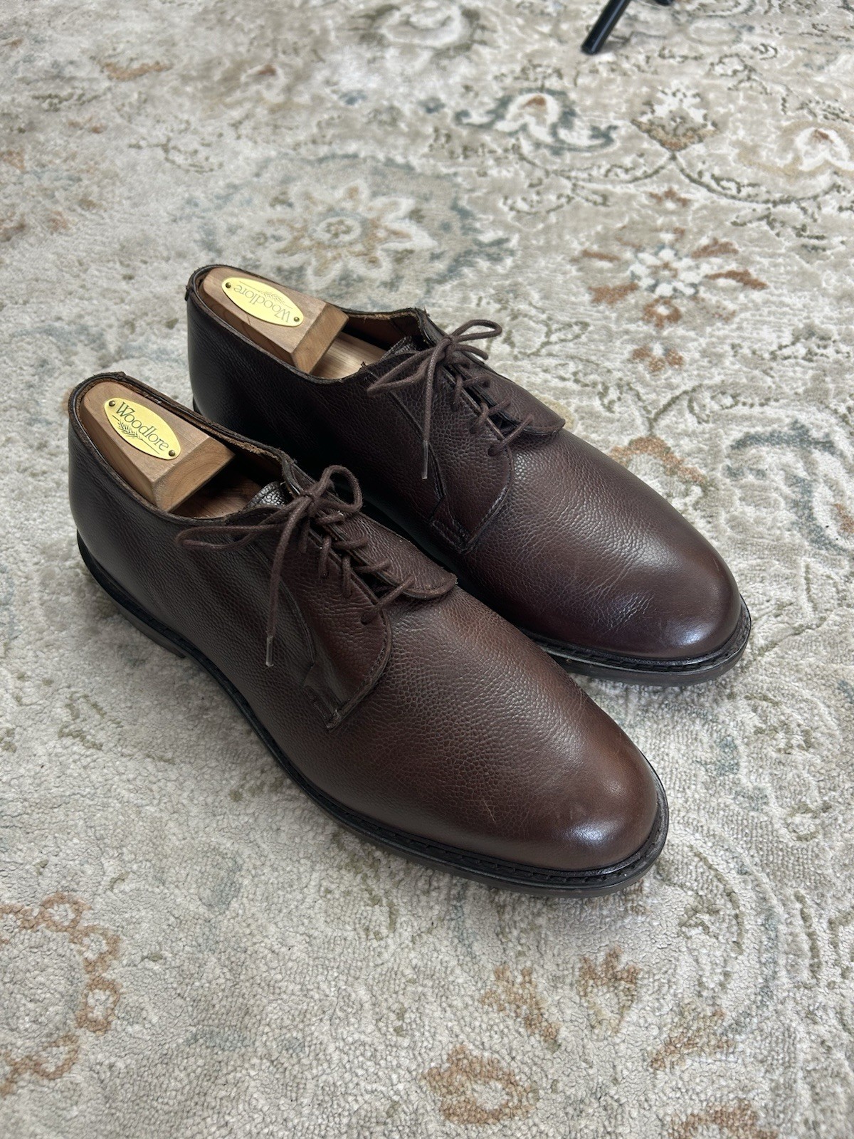 SAOLA Scarpa Allen Edmonds Pebble Blucher Uomo 10.5 EE Leeds 2.0 Marrone Dainite OTTIMA!