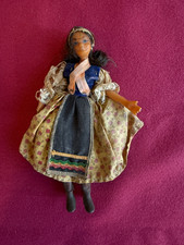 Vintage 1950s Flagg 7" Flexible Doll With Black Hair  Dress  Boots