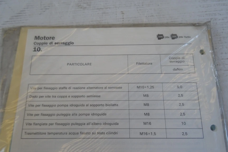 supplemento al manuale officina Fiat revisione motore benzina 20V Turbo 20V - Immagine 4 di 4