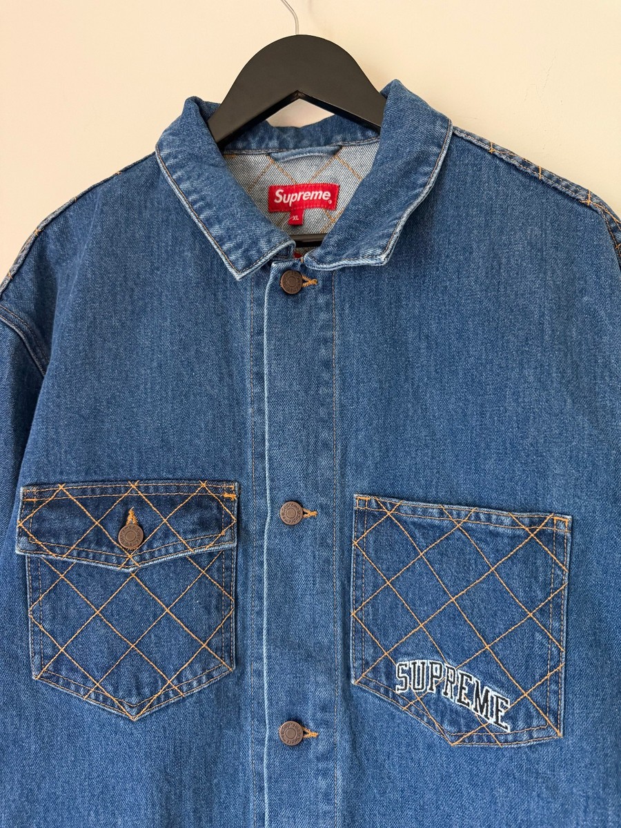 Supreme Diamond Stitch Denim Chore Coat - Size XL - Washed Blue