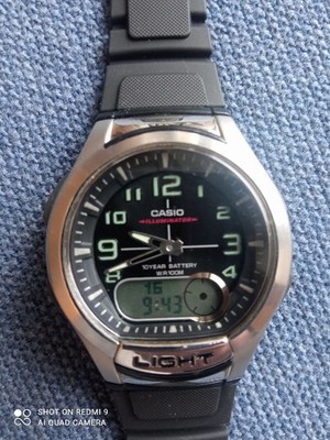 Casio AQ-180W Mens Analog Digital Sports Databank Watch LED World Time