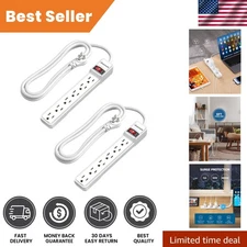 2-Pack 6-Outlet Surge Protector Power Strip with 6Ft Cord – Space-Saving Design