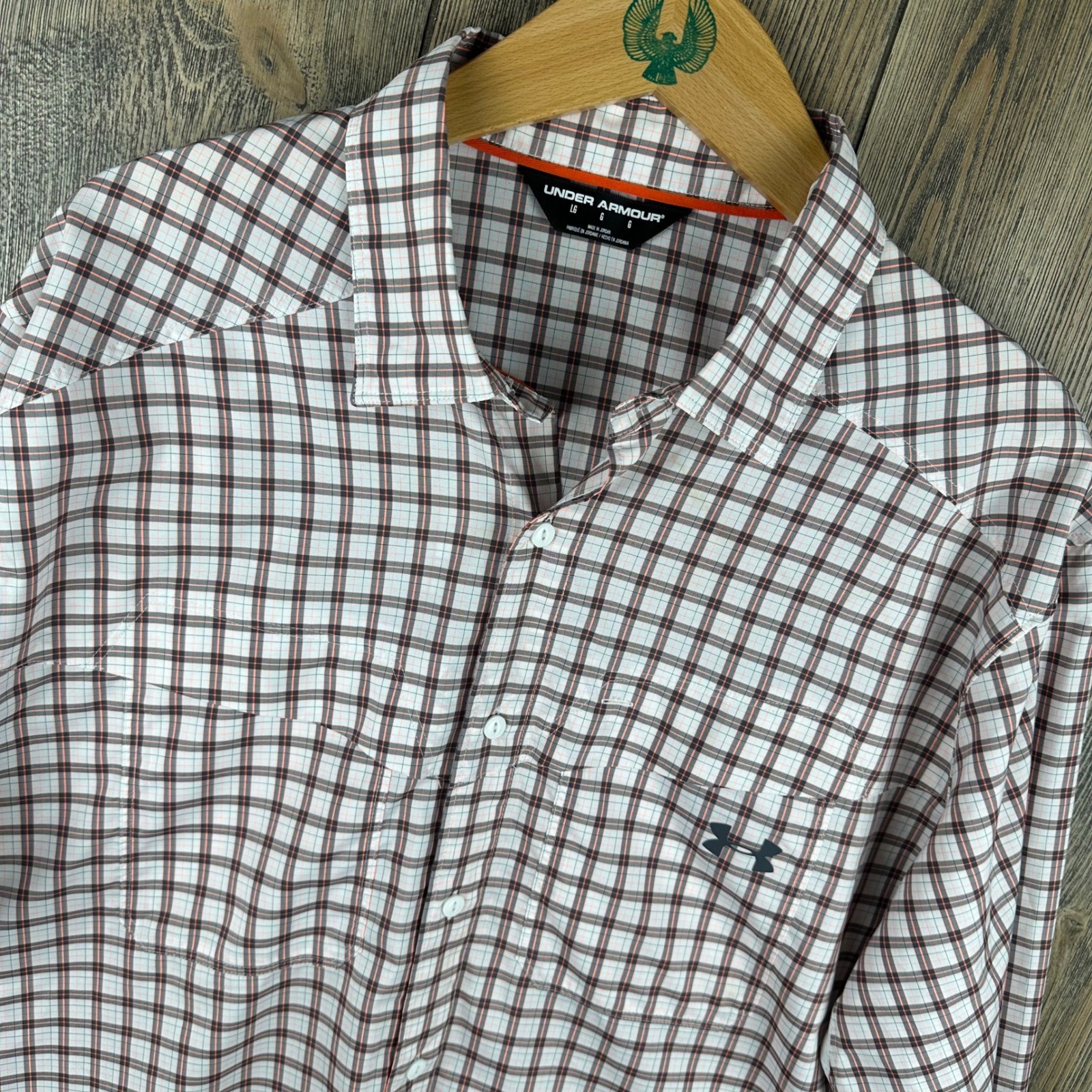 Under Armour Tide Chaser Long Sleeve Fishing Shirt Large Orange Grey 1290744