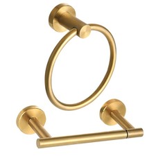 Brushed Gold Toilet Paper Holder Set Towel Ring Bathroom Hardware