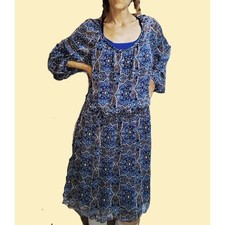 Speechless ~ Dark Blue Boho Paisley Long Sleeve Dress ~ Size 3X