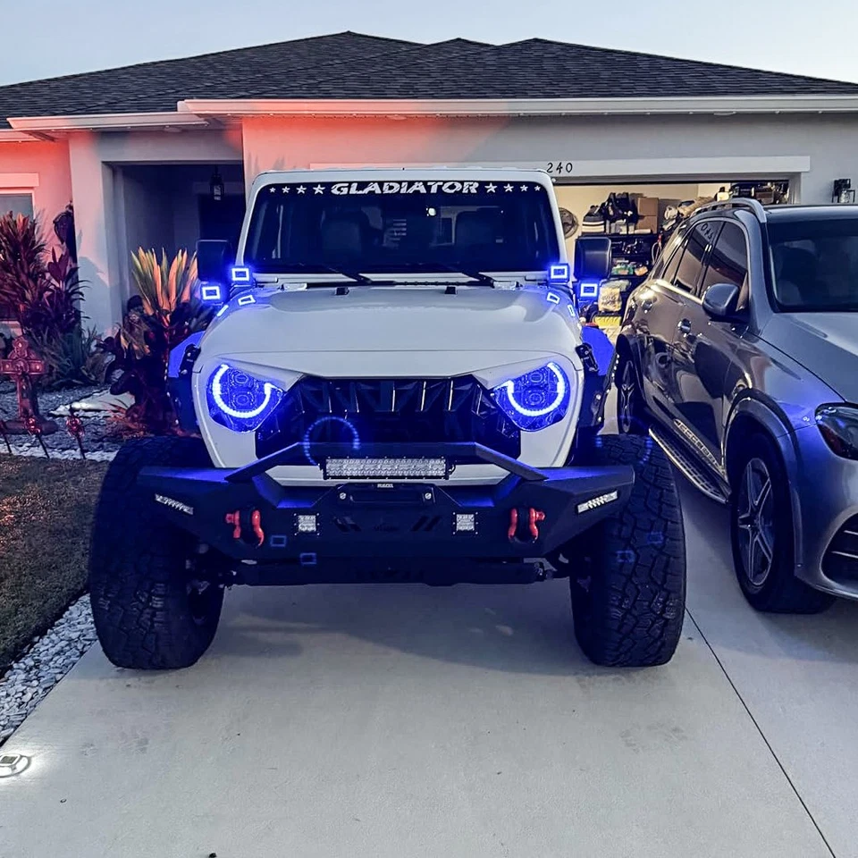 Vijay For 2020-2025 Jeep Gladiator JT Front Bumper with LED Lights and D-Ring Foto 2 de 4