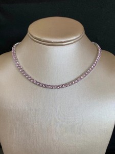 Authentic 20CTW Round Cut Lab Created Pink Diamond Tennis Necklace 14k White Gold Plated
