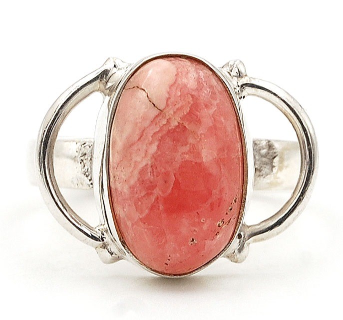 Natural Pink Rhodochrosite Argentina 925 Solid Sterling Silver Ring Sz 7.5