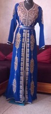 RB017  blue moroccan kaftan takchita  beads and stones 